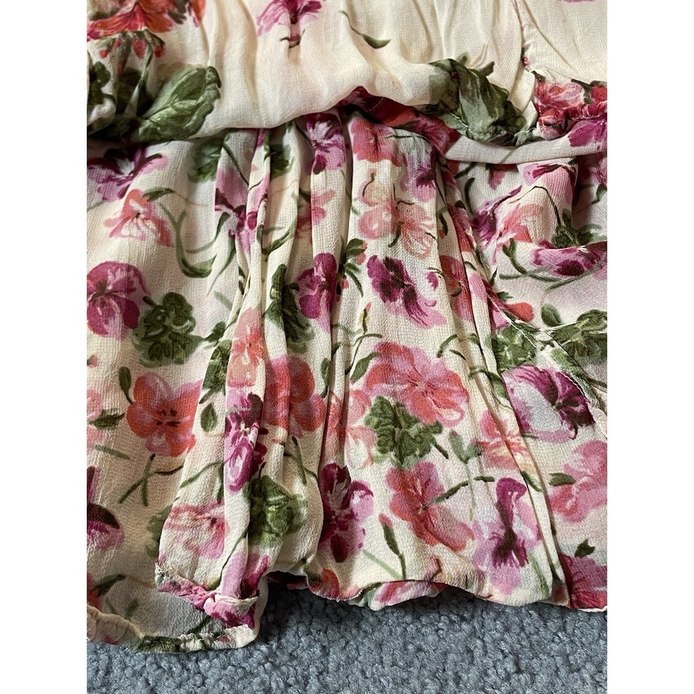 Vtg 80s Olivia Reversible Floral Maxi Dress 1X Pink Beige Rayon Boho Cottagecore - Picture 6 of 12